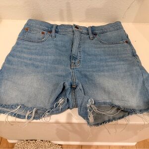 Madewell Light Blue Frayed Jean Shorts
